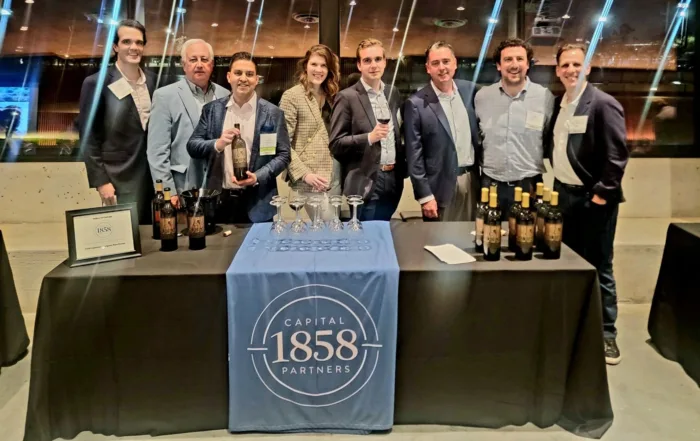 The 1858 Capital Partners team having an amazing time at ACG Orlando's 4th Annual Private Equity Wine Tasting 2024